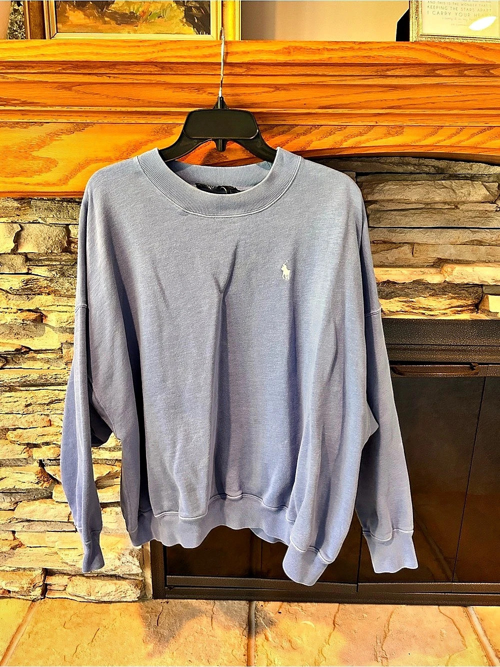Polo Ralph Lauren Oversize Back-Logo Fleece Crewneck Blue Sweatshirt